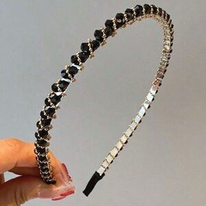 Crystal Rhinestone Black and Gold Headband NEW